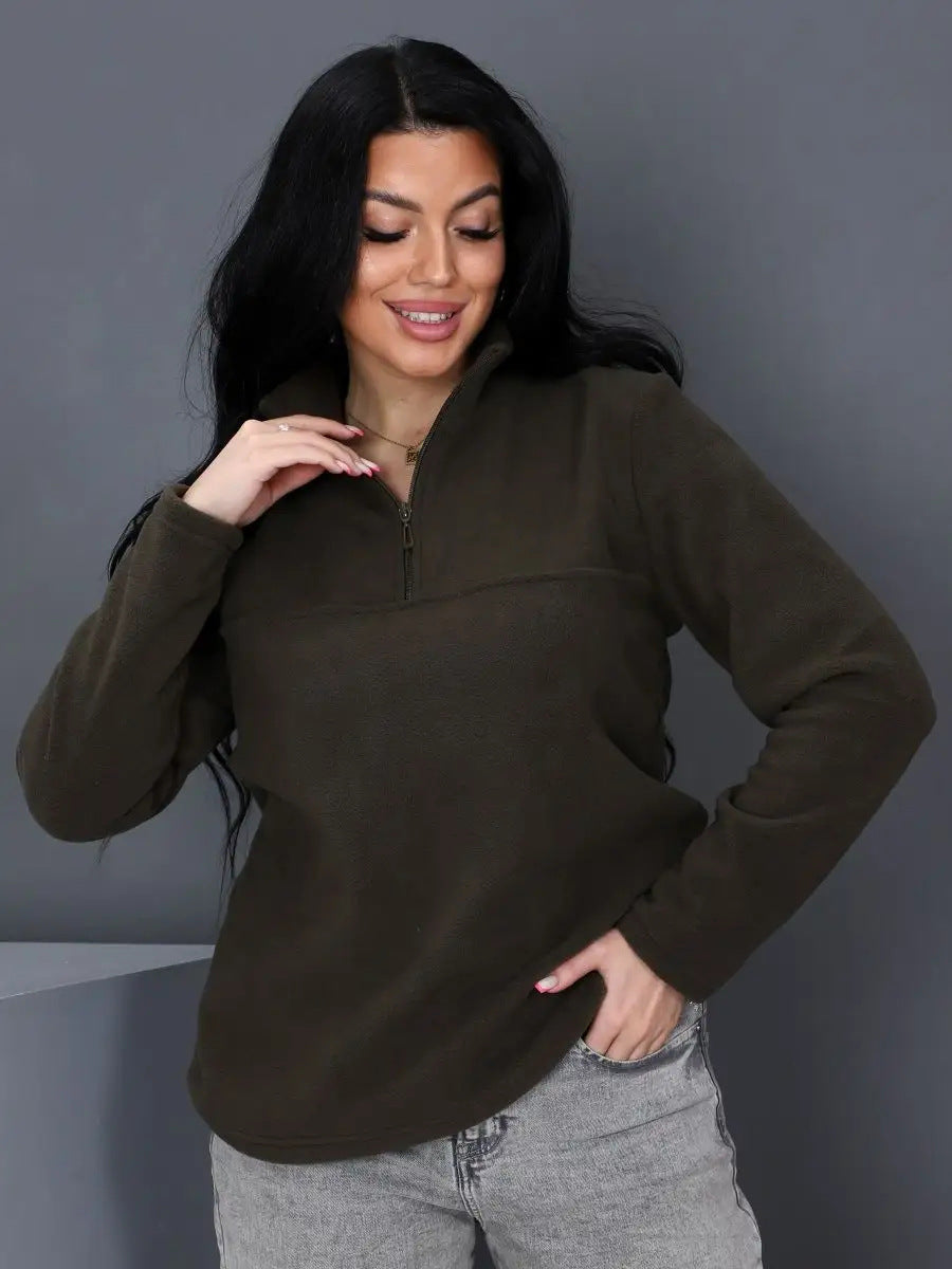 Damen Fleece-Pullover mit Stehkragen und Reißverschluss Stalluxe