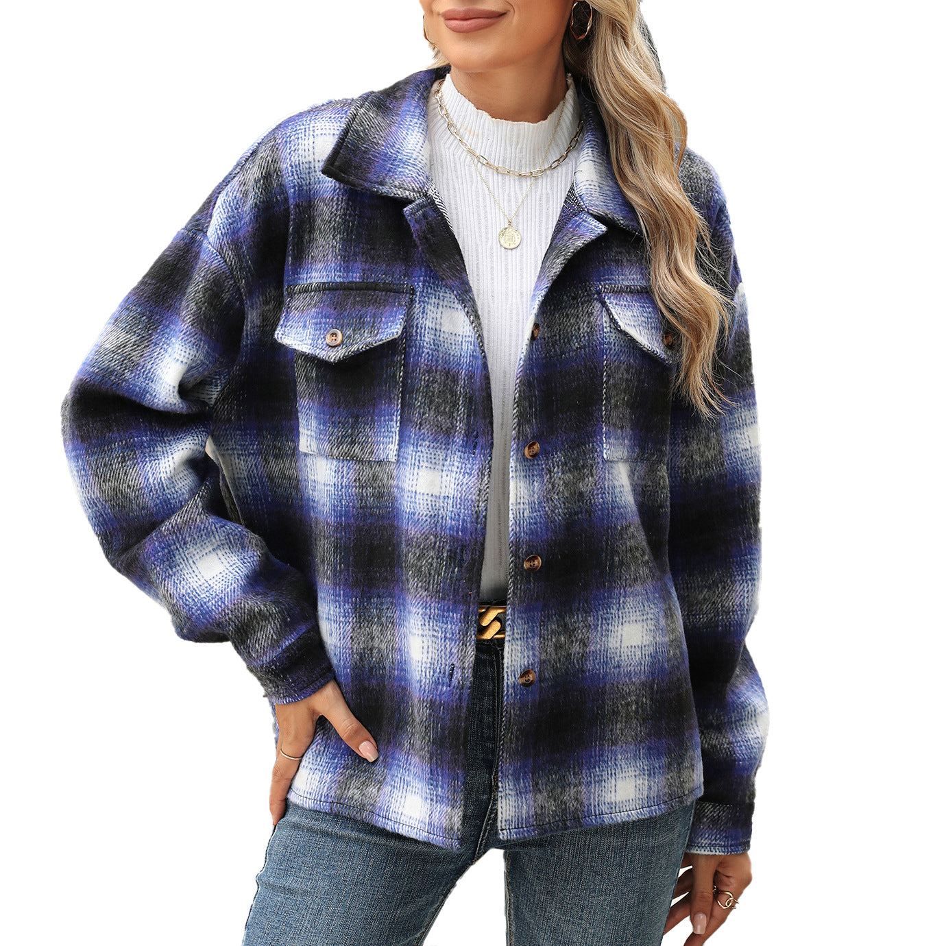 Damen Karierter Flanell Overshirt mit Brusttaschen und lässigem Schnitt Stalluxe