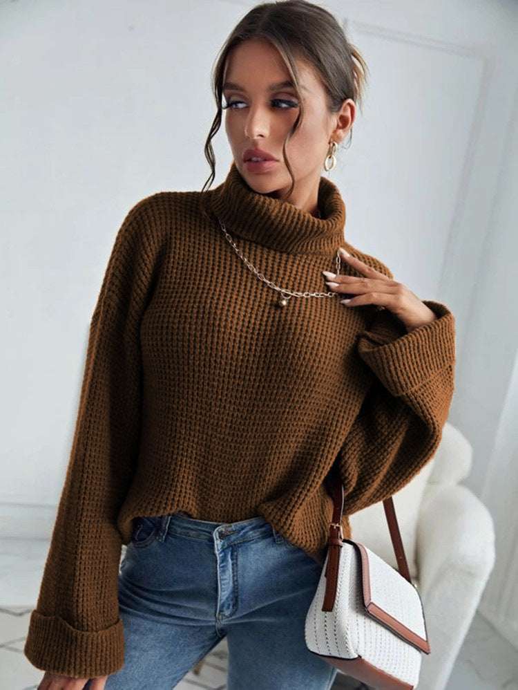 Damen Hochwertiger Strickpullover mit hohem Kragen und strukturiertem Design Stalluxe