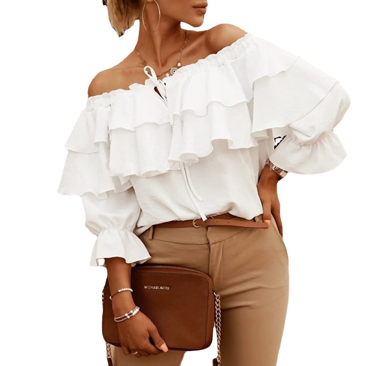 Damen Off-Shoulder Bluse mit Rüschendesign Stalluxe