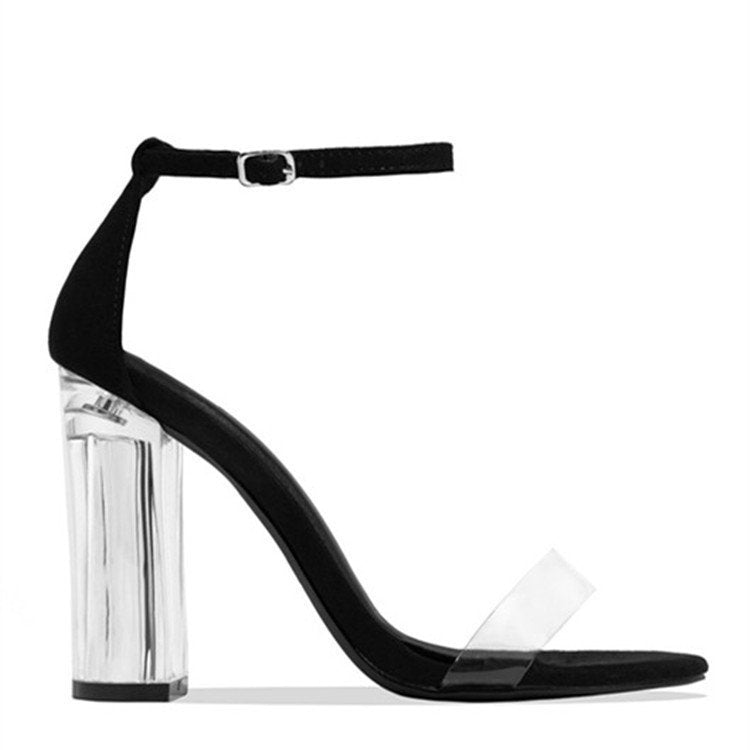 Damen elegante High Heel Sandalen mit transparentem Blockabsatz Stalluxe