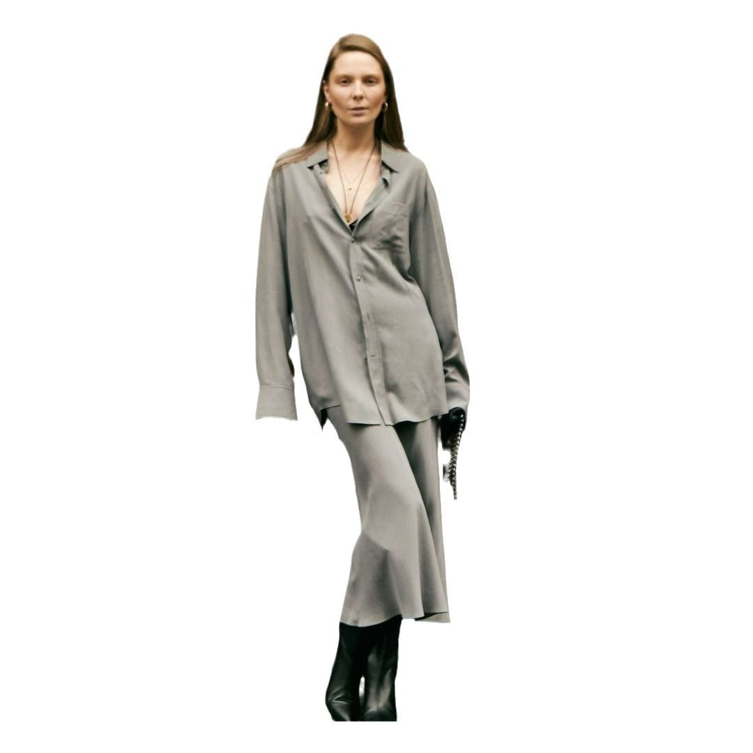 Damen stilvolles Oversized-Hemd und Palazzo-Hose-Set Stalluxe