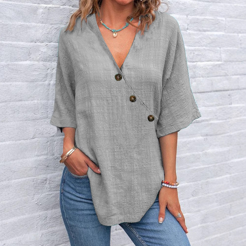 Damen Lässige Überschnittene Bluse mit Knopfdetails Stalluxe