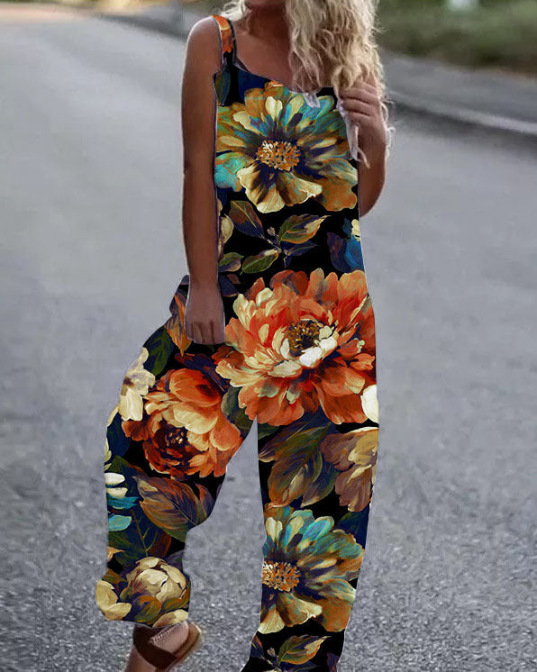 Women's Artistic Floral Print Jumpsuit Stalluxe