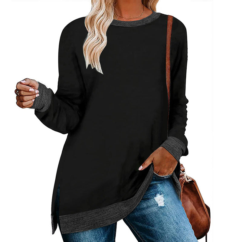 Damen lässiges Oversized Langarmshirt mit abgesetztem Saum Stalluxe