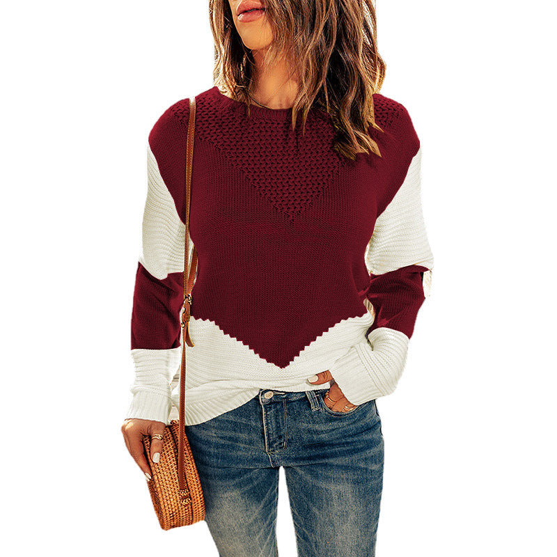 Damen Strickpullover mit modernem Farbblock und strukturiertem Design Stalluxe