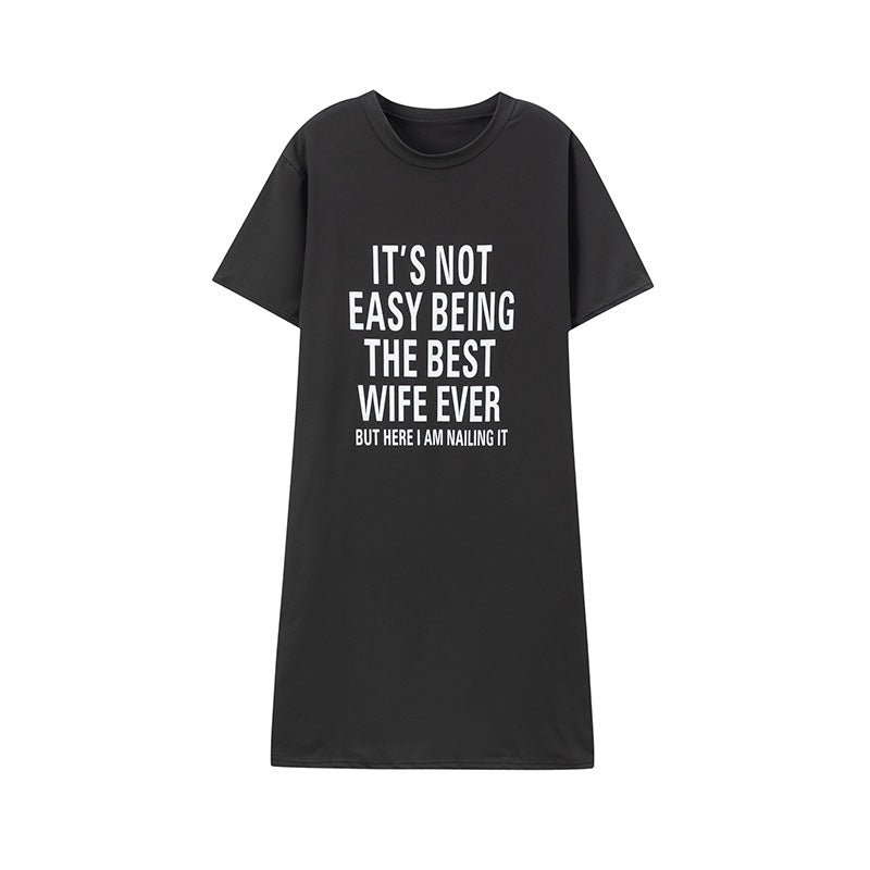 Damen T-Shirt Kleid mit motivierendem Schriftzug Stalluxe