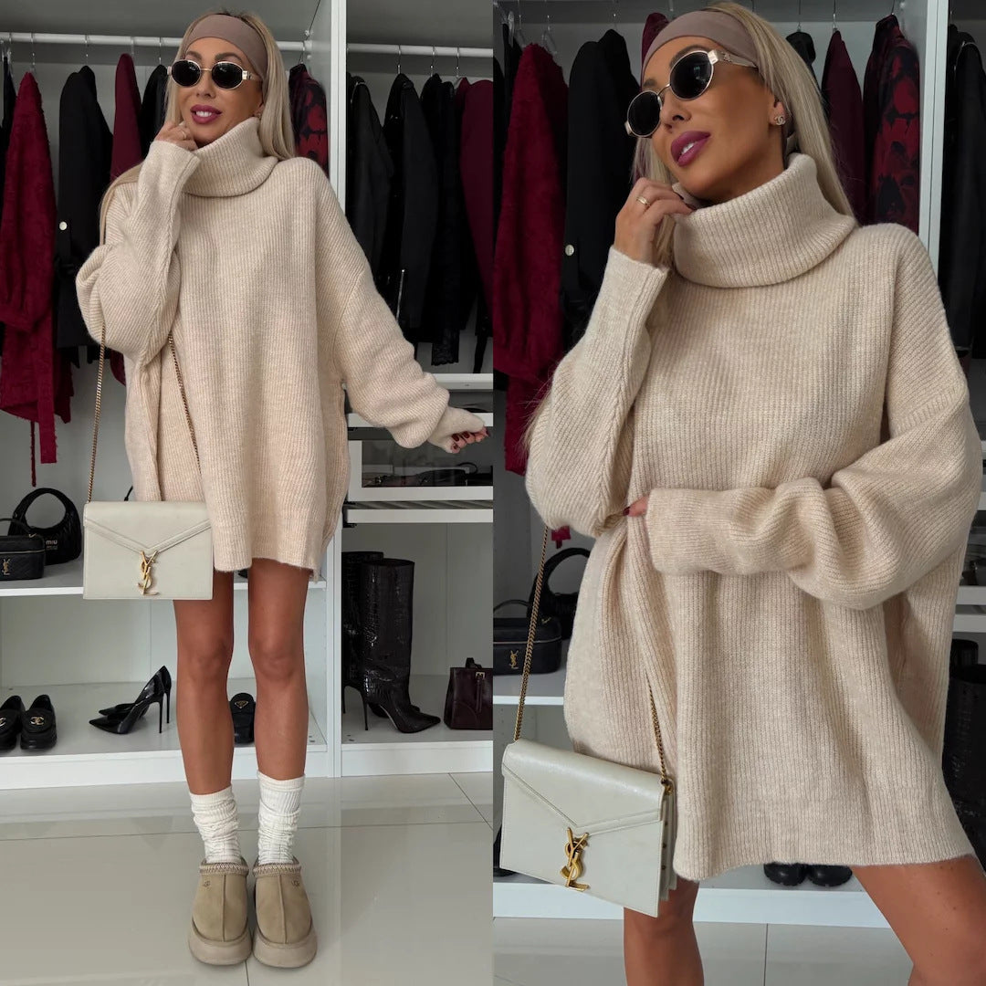 Damen Strickpullover mit hohem Kragen und weitem Schnitt Stalluxe