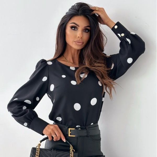 Damen Bluse mit Puffärmeln und Punkten Stalluxe