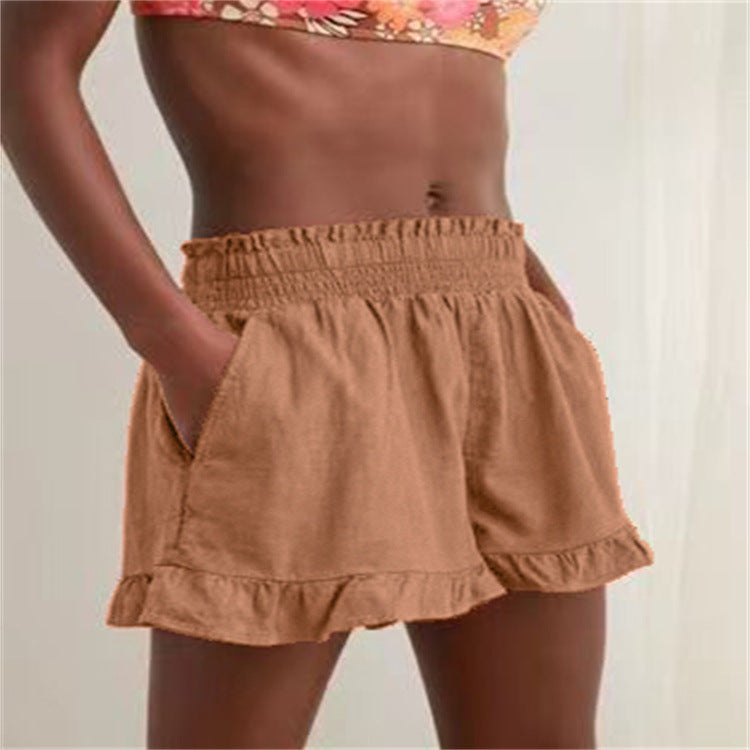 Damen Lockere Shorts mit Volant und Taschen Stalluxe