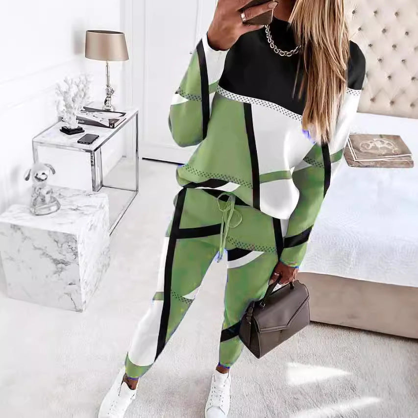 Damen modisches Sportanzug-Set mit grafischem Design Stalluxe