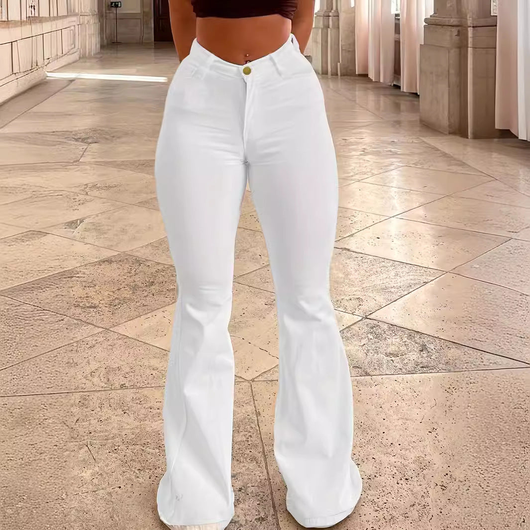 Damen Flared Jeans mit hohem Bund und figurformendem Schnitt Stalluxe