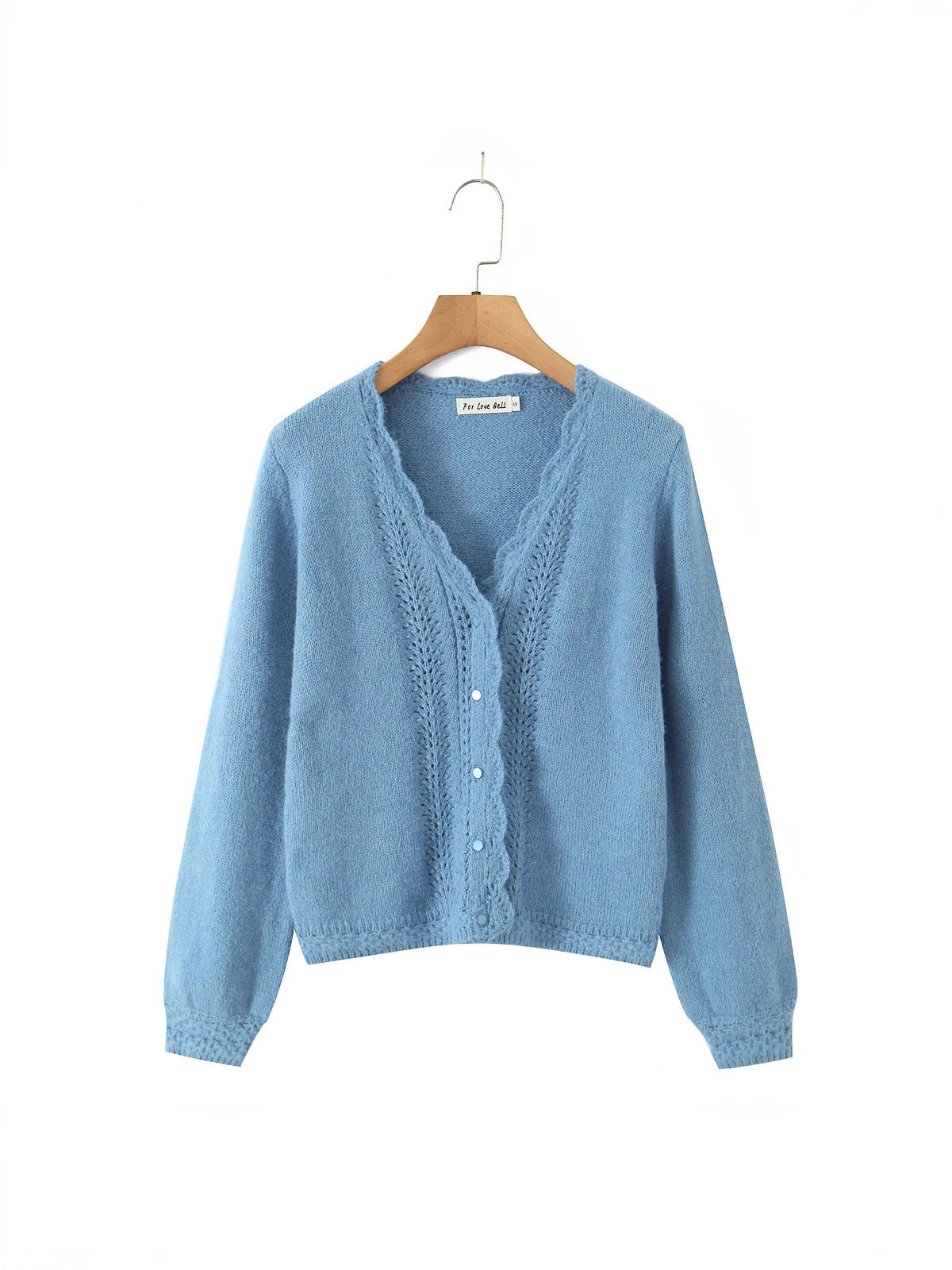 Damen elegante Strickjacke mit tiefem V-Ausschnitt und zarten Knöpfen Stalluxe