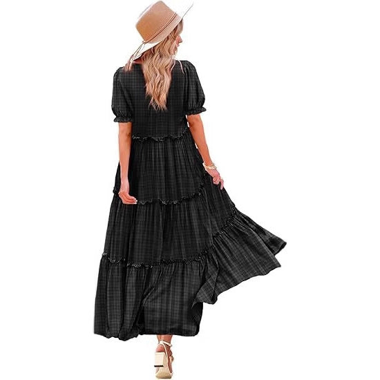 Damen Maxikleid im floralen Bohème-Stil mit Rüschendetails Stalluxe