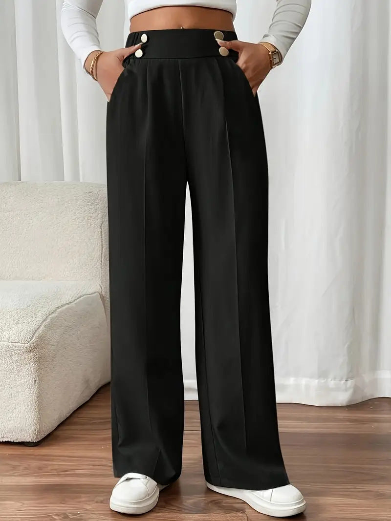 Damen Elegante und luftige Hochbundhose mit weitem Bein und praktischen Taschen Stalluxe