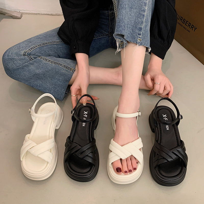 Damen Sandalen mit elegantem Kreuzriemen und komfortablem Blockabsatz Stalluxe