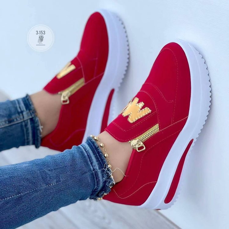 Damen Sneakers mit glänzenden Metallic-Akzenten und praktischem Reißverschluss Stalluxe
