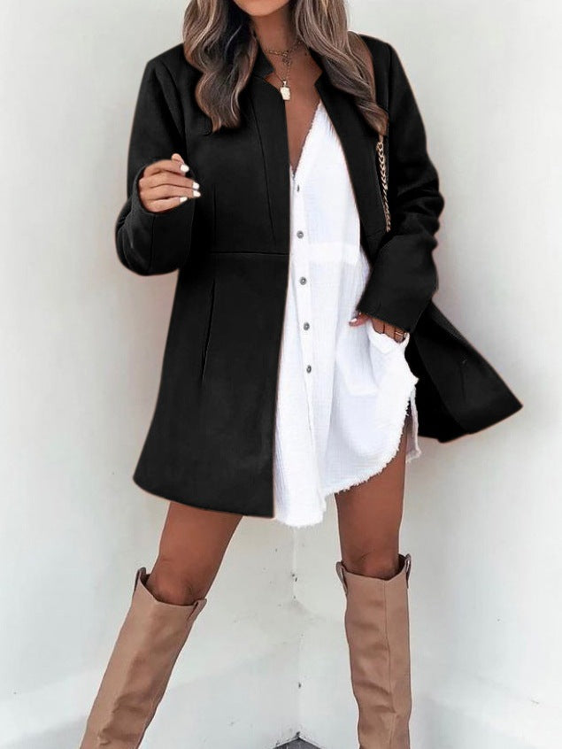 Damen minimalistischer Wool-Style Mantel mit elegantem Schnitt Stalluxe