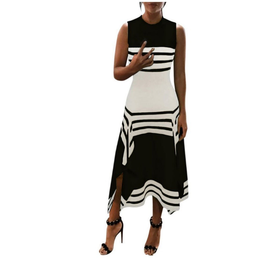 Damen asymmetrisches Maxikleid mit Streifenmuster Stalluxe