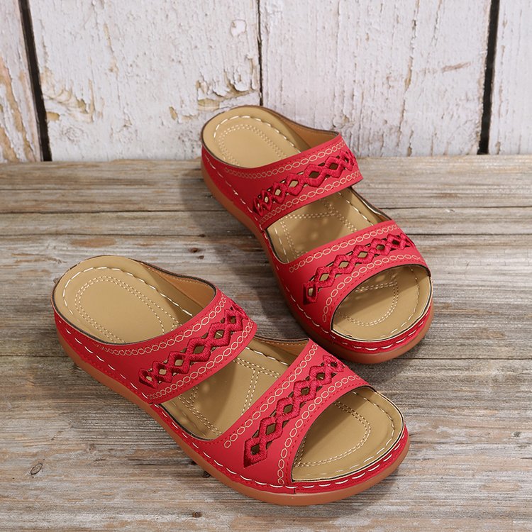 Damen Riemensandalen mit ergonomischem Fußbett und modischem Cut-Out-Design Stalluxe