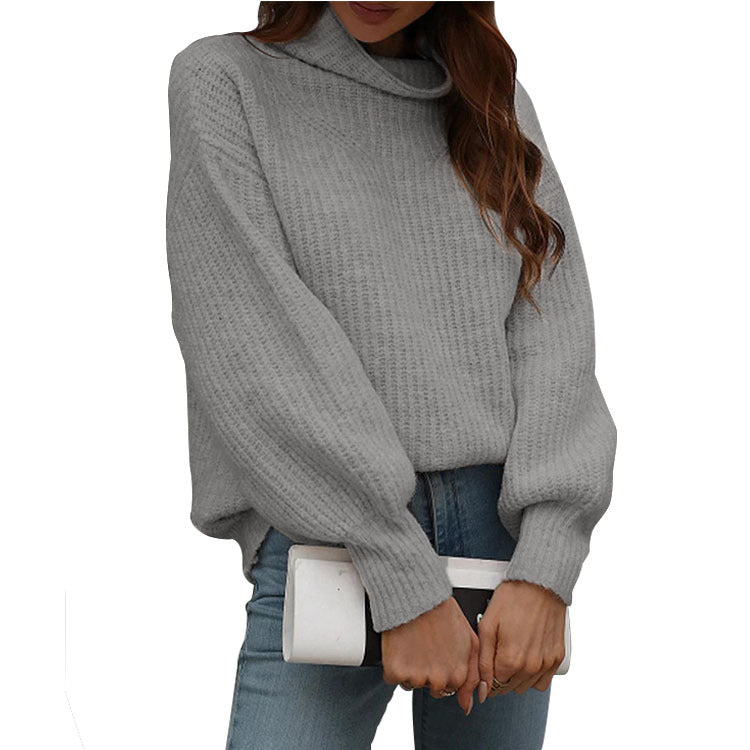 Damen oversized Strickpullover mit lässigem Hohe-Kragen-Design Stalluxe