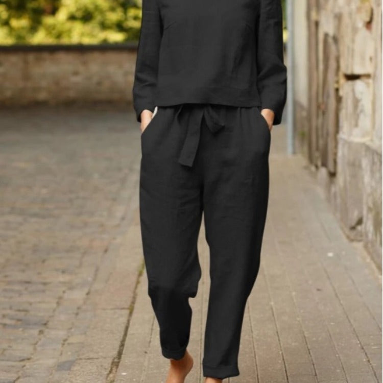 Damen lässiger Leinen-Overall mit lockerer Passform und praktischen Taschen Stalluxe