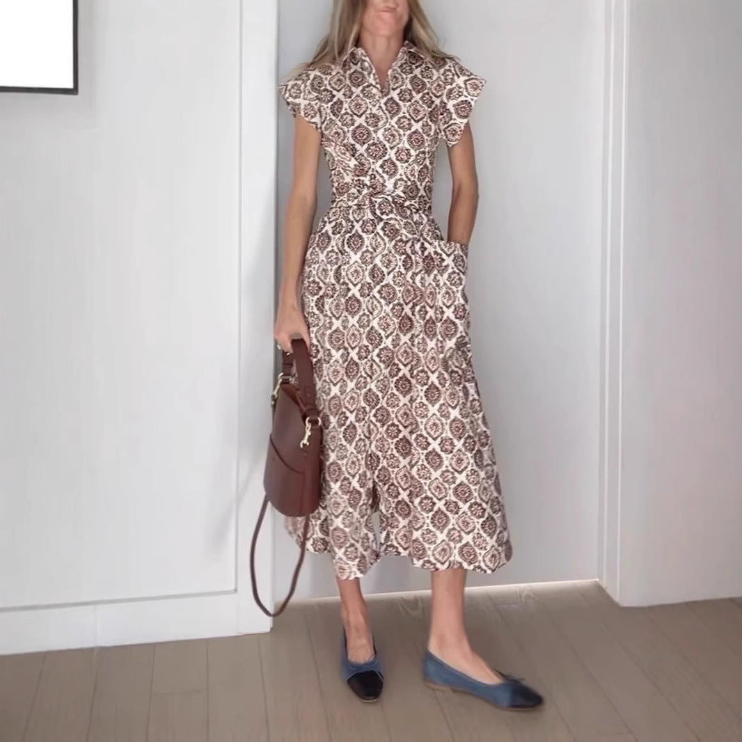 Damen Maxikleid mit elegantem Blütenmuster und raffiniertem Taillenzug Stalluxe