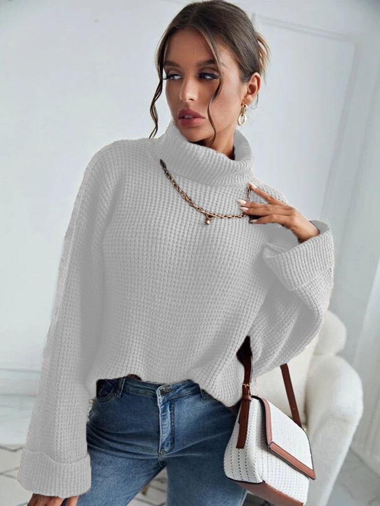 Damen Hochwertiger Strickpullover mit hohem Kragen und strukturiertem Design Stalluxe