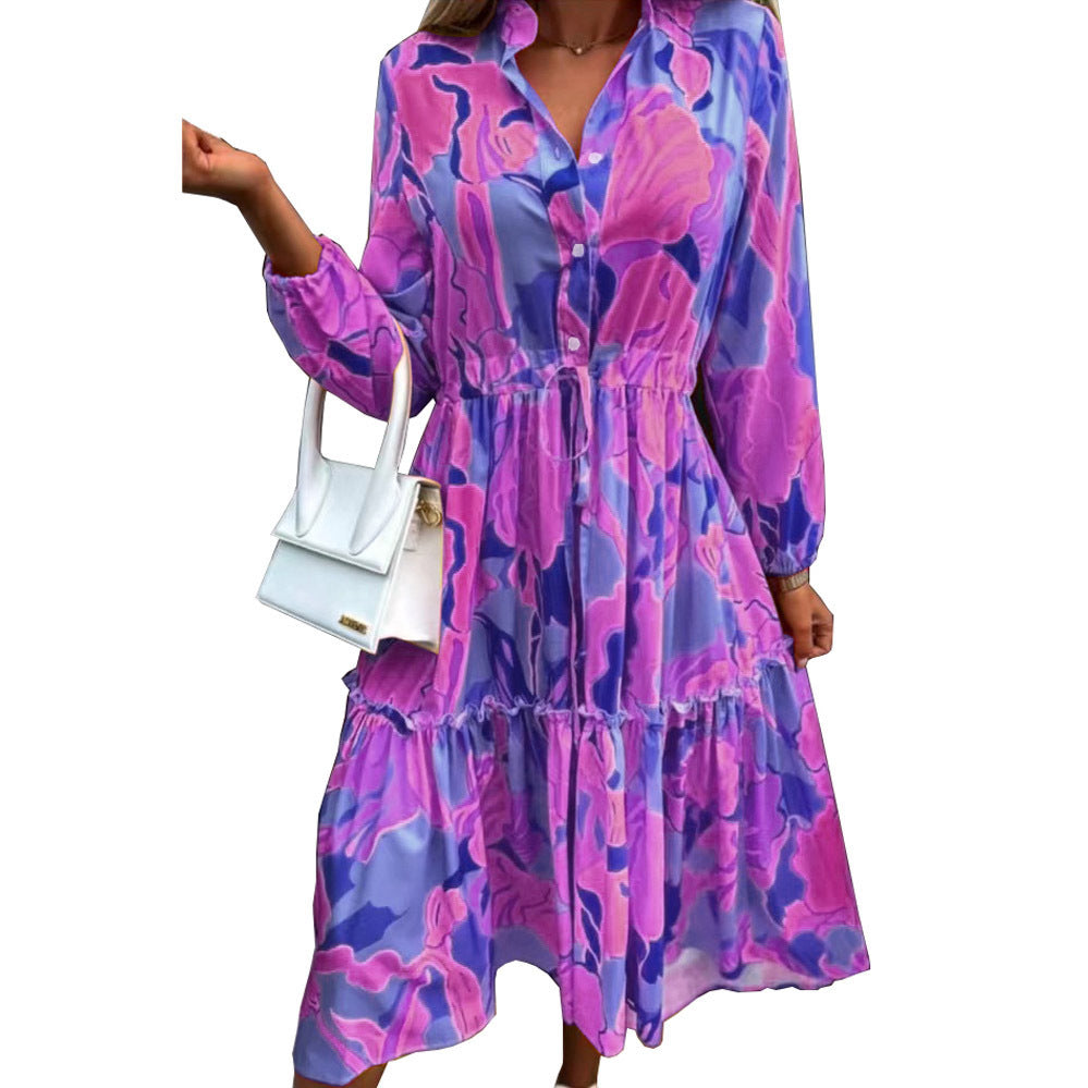 Damen Langarm-Hemdkleid mit lässiger Silhouette und Taillenzug Stalluxe
