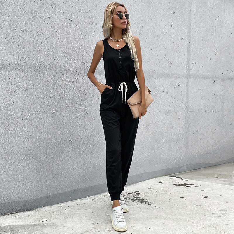 Damen Jumpsuit mit elastischem Taillenbund und praktischen Taschen Stalluxe