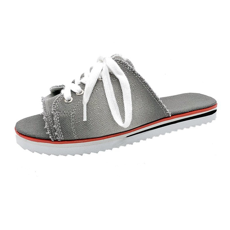 Damen lässige Sneaker-Pantoletten mit modischem Denim und praktischer Schnürung Stalluxe