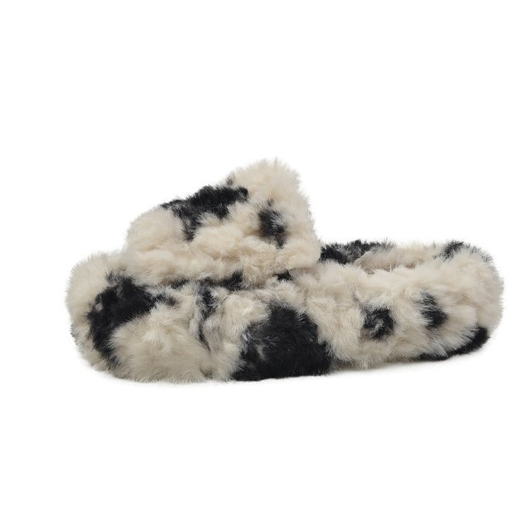 Damen Flauschige Pantoletten mit modischem Tierfell-Design Stalluxe