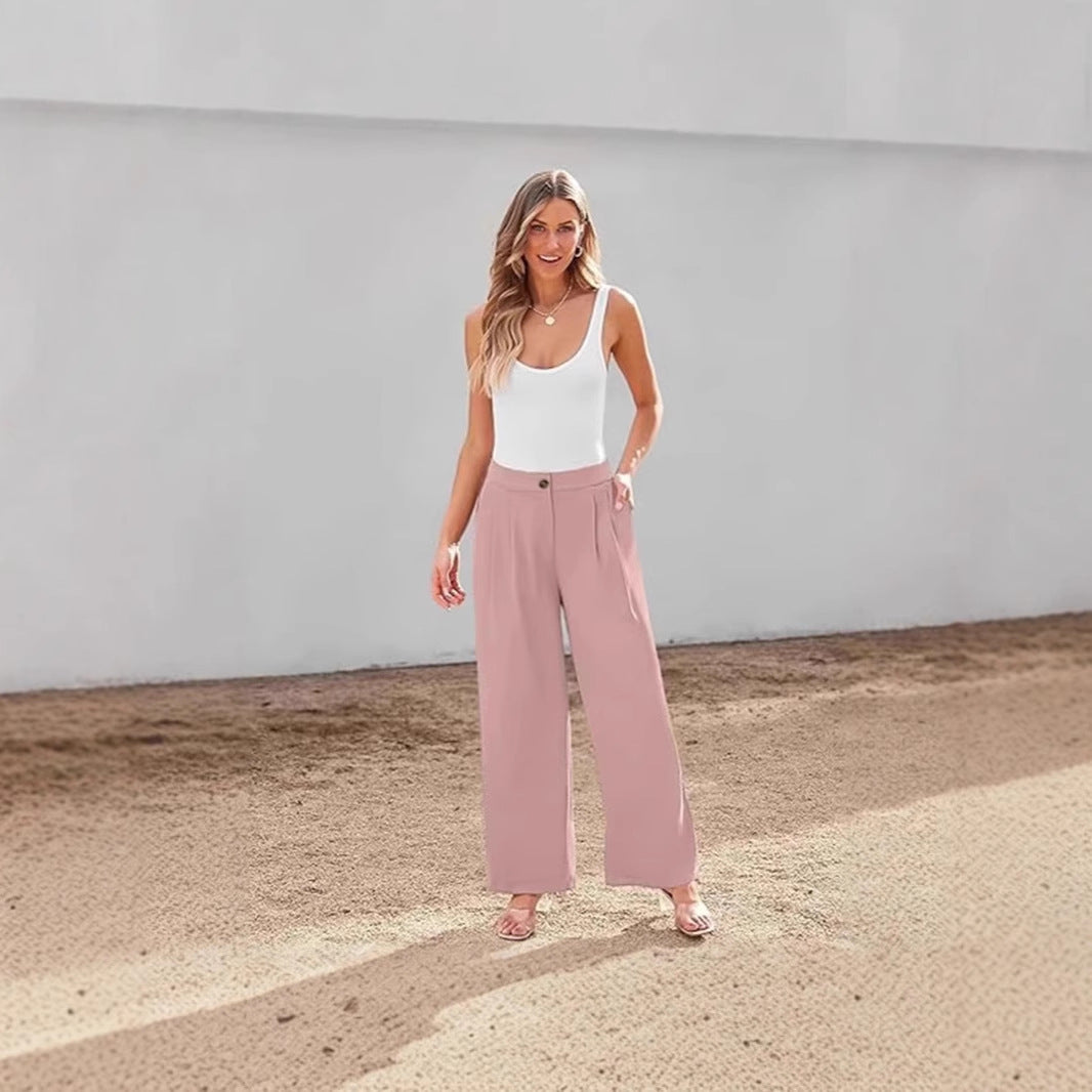 Damen Elegante und lockere High-Waist-Hose mit praktischen Taschen Stalluxe