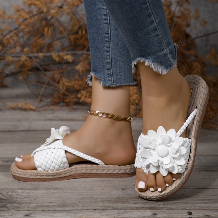 Damen modische Sandalen mit floralem Design und geflochtenem Obermaterial Stalluxe