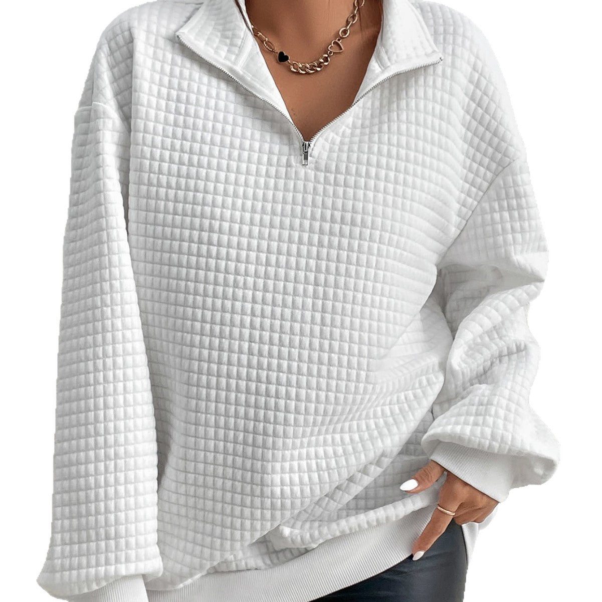 Damen Sweatshirt mit strukturiertem Stoff und Reißverschluss Stalluxe