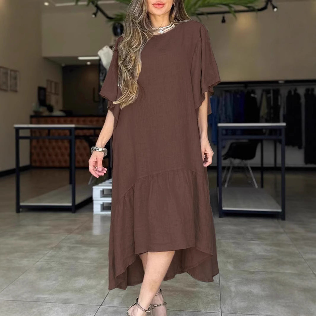 Damen luftiges Maxikleid mit asymmetrischem Saum und Volants Stalluxe