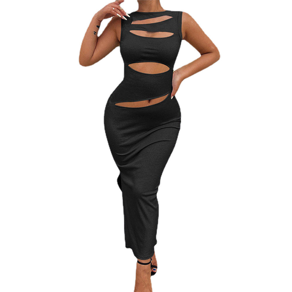 Damen figurbetontes Cut-Out Maxikleid Stalluxe