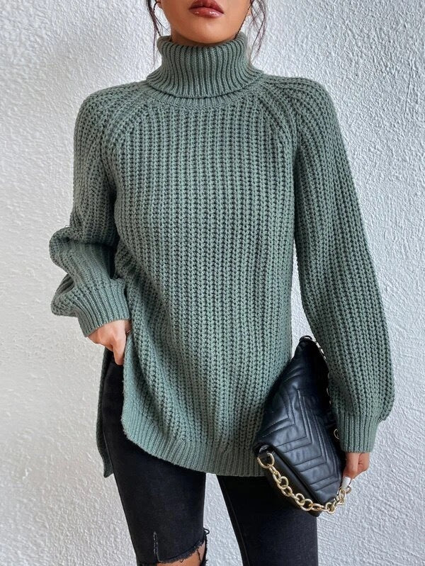 Damen Grobstrickpullover mit hohem Kragen und strukturiertem Muster Stalluxe