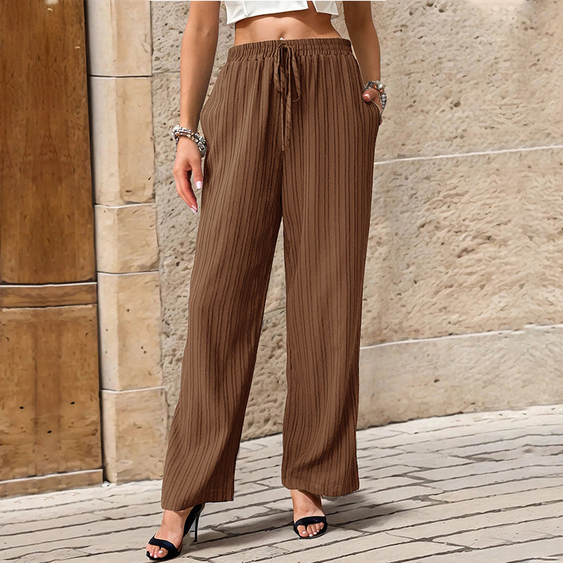 Damen entspannte Palazzo-Hose mit elastischem Bund und seitlichen Taschen Stalluxe