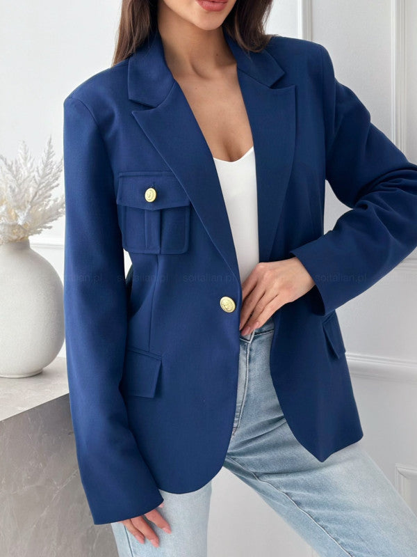 Damen Modischer Blazer mit aufgesetzten Taschen und eleganten Knopfdetails Stalluxe