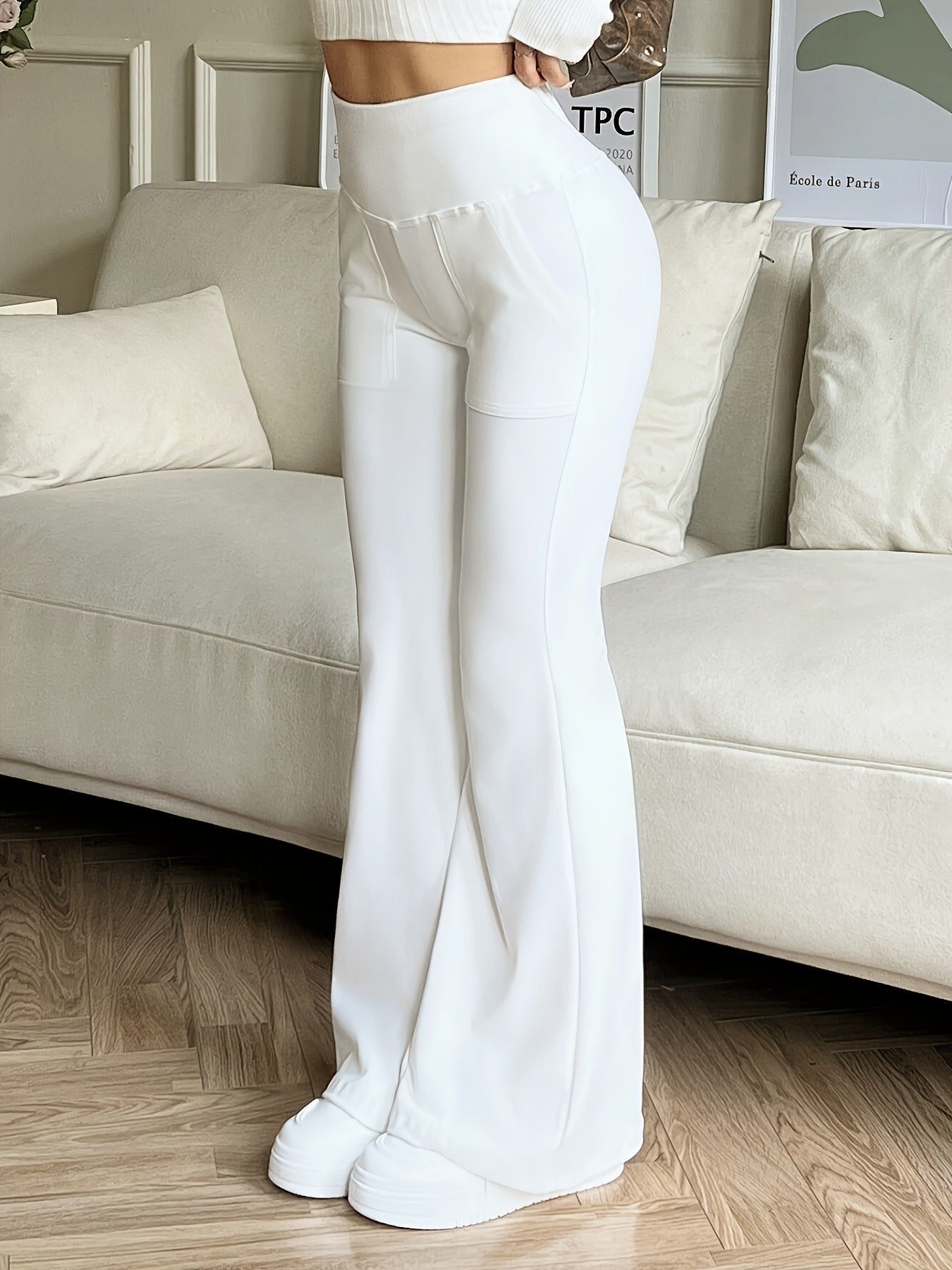 Damen Hochwertige Palazzo-Hose mit seitlichen Taschen und hohem Bund Stalluxe