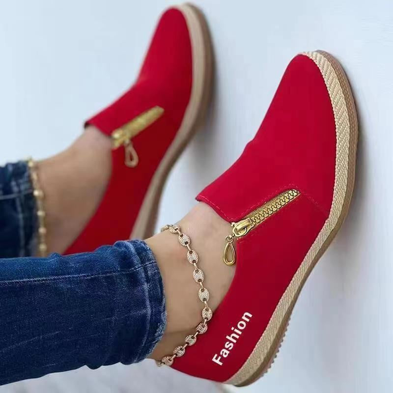 Damen modische Slip-On Schuhe mit dekorativem Reißverschluss Stalluxe