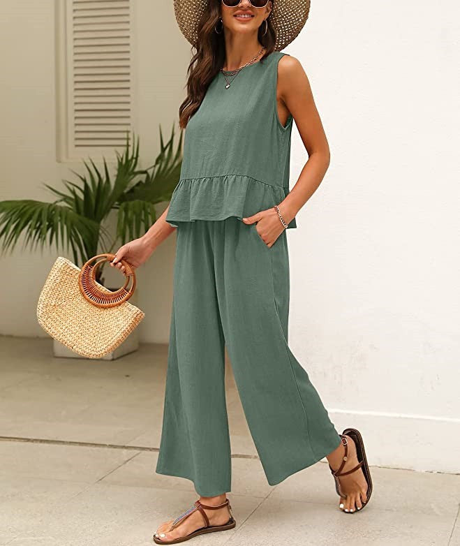 Damen luftiges Jumpsuit mit Rüschensaum Stalluxe