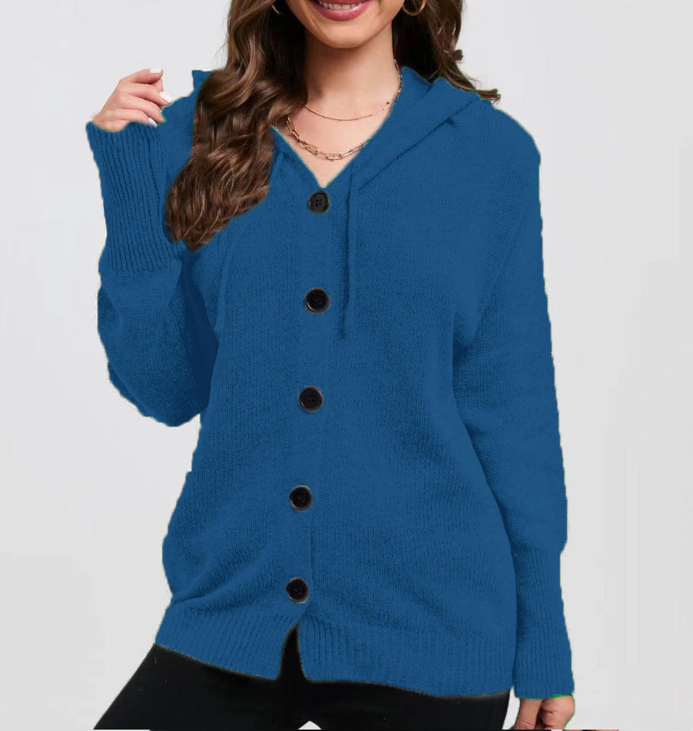 Damen Strickjacke mit Kapuze und praktischen Knopfdetails Stalluxe