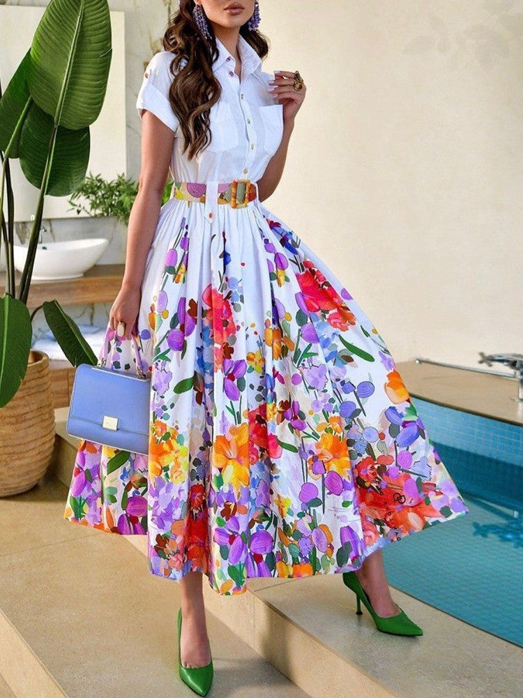 Damen Elegantes Maxikleid mit floralem Design und tailliertem Schnitt Stalluxe