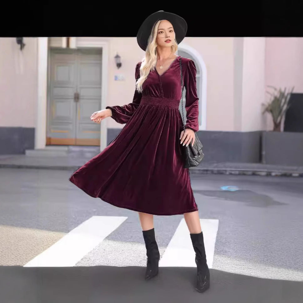 Damen Samt Kleid Stalluxe