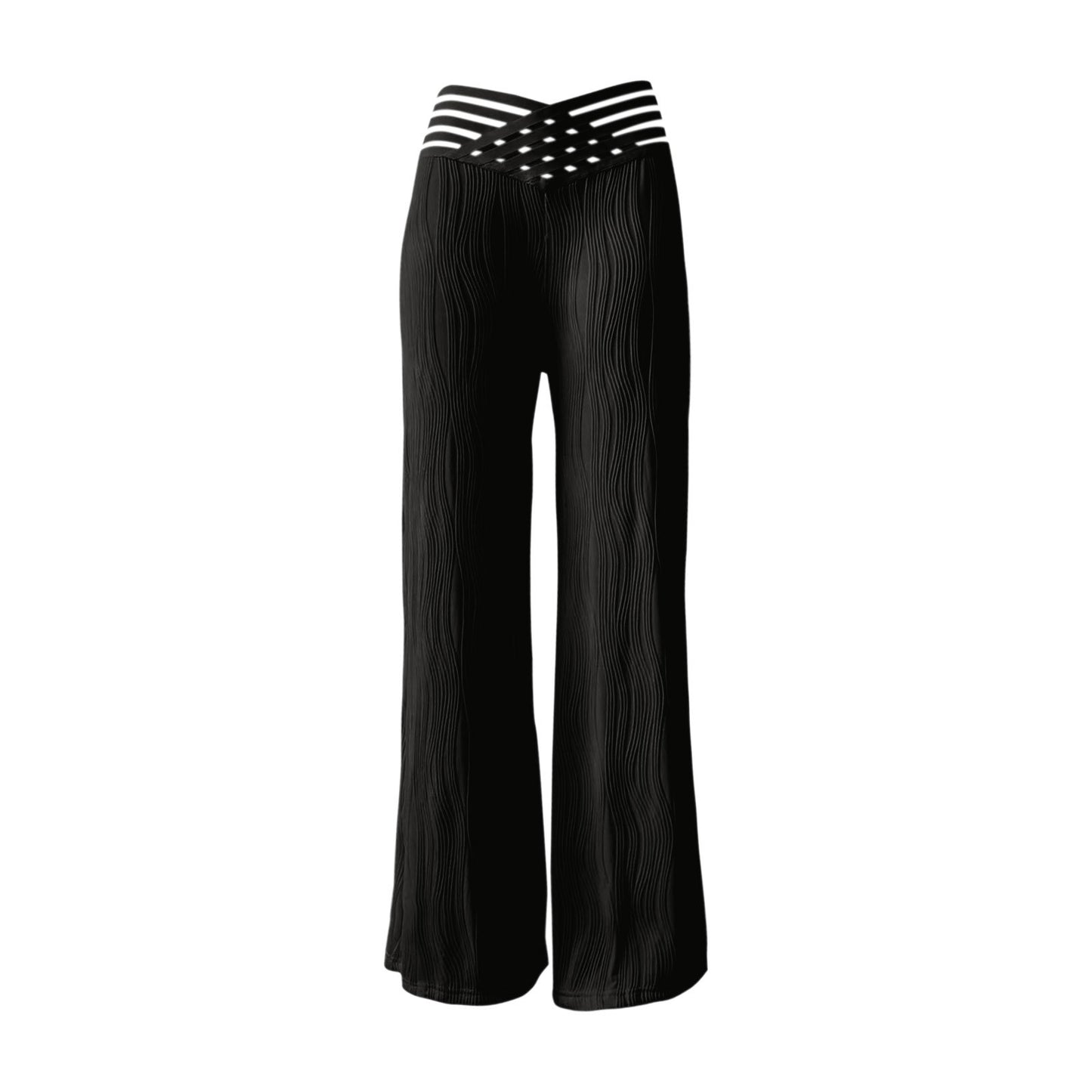 Damen Hochtaillierte Palazzo-Hosen mit trendigem Rippendesign Stalluxe