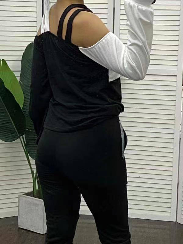 Damen asymmetrisches Oberteil mit freiem Schulterdesign und verbindenden Trägern Stalluxe