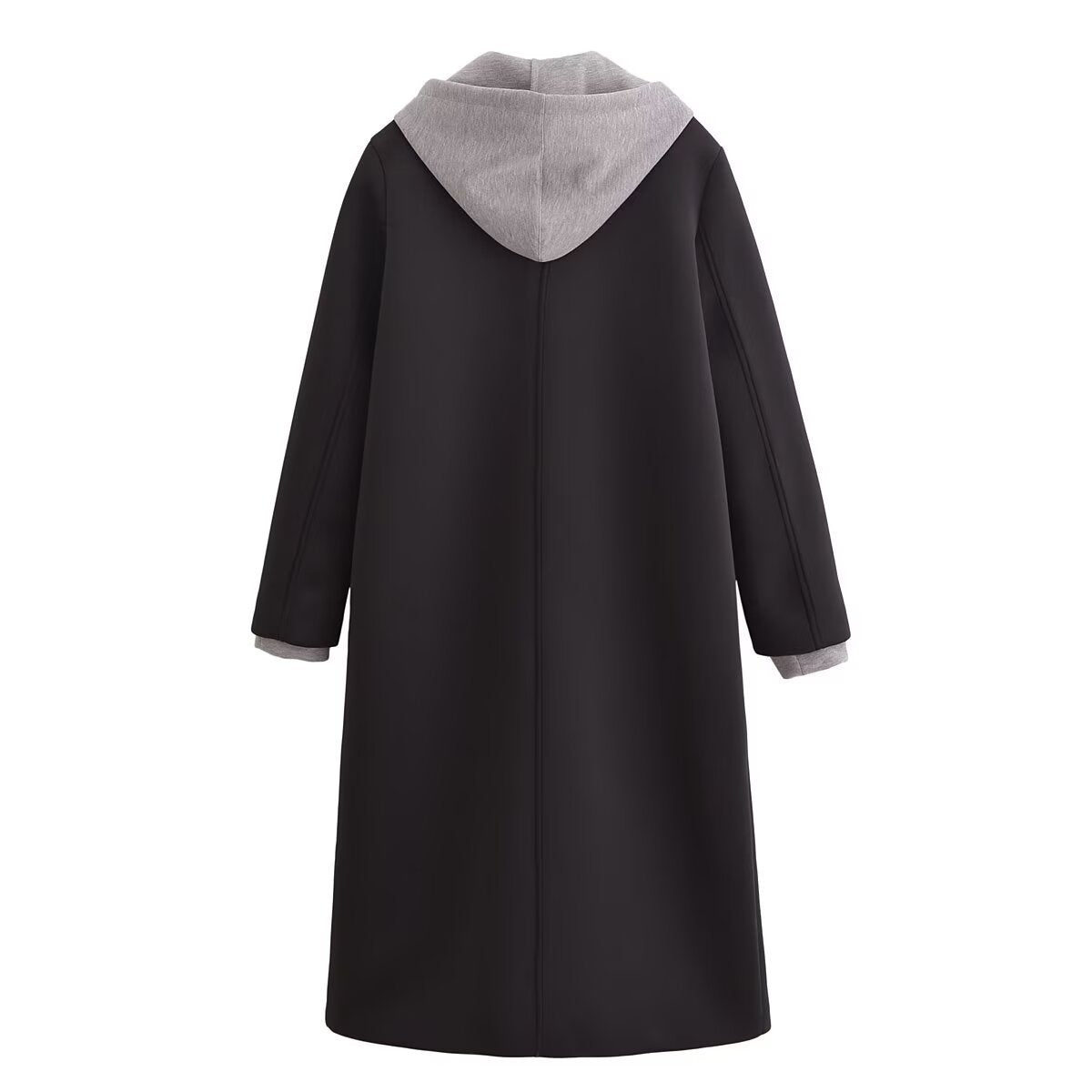 Damen modischer Übergangs-Mantel mit integriertem Kapuzenpullover Stalluxe