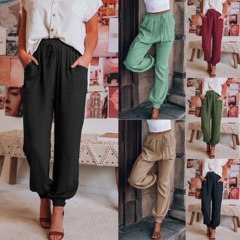 Damen Bequeme Haremshose mit elastischem Bündchen und praktischen Taschen Stalluxe